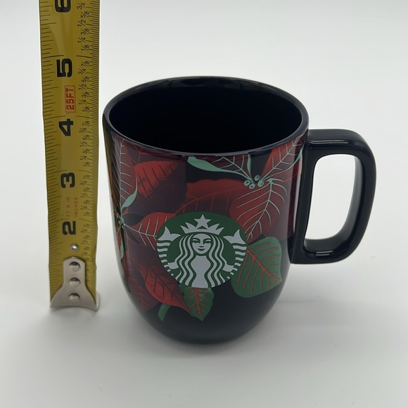 Starbucks Navy Poinsettia Ceramic 12oz Siren Logo Coffee Tea Holiday Mug Cup - Picture 8 of 9